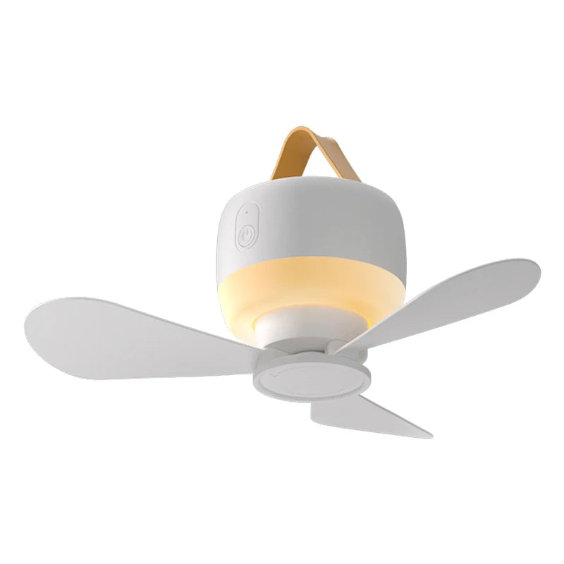 Electric fan Outdoor camping Small ceiling fan dormitory small fan USB charging Remote control Atmosphere lights ceiling fan