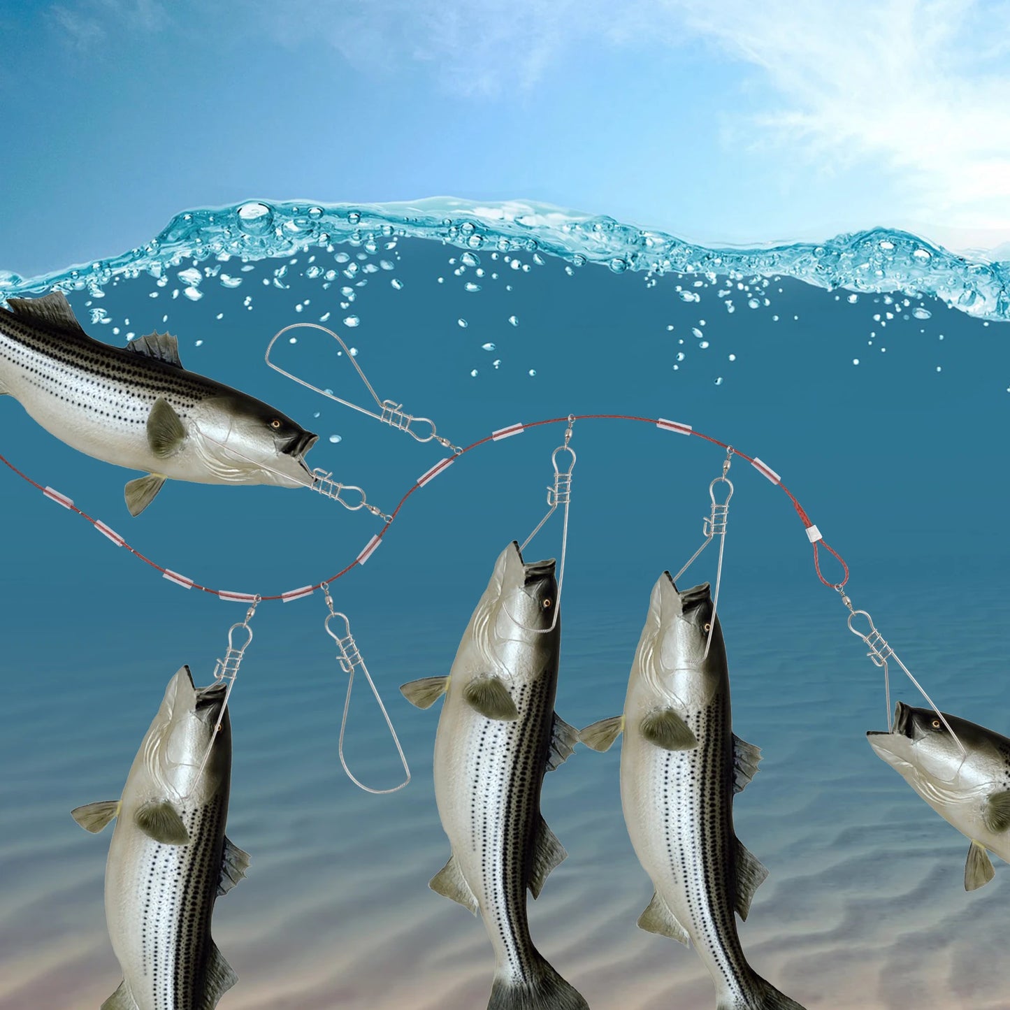 Spearfishing Kit Stainless Steel Fishing Stringer Harpoon Fish Buckle Fiberglass Hawaiian Sling Pole Spear Fishing Equipment