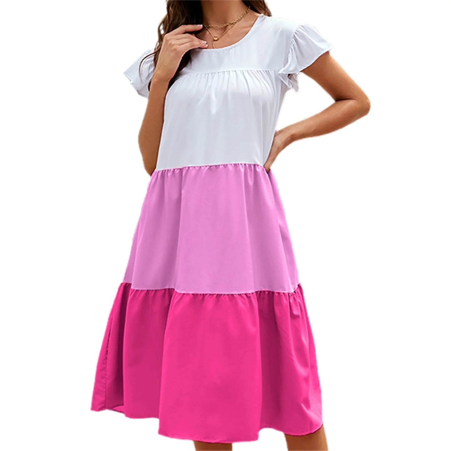 Women s Boho Style Floral Print Maxi Dress with V-Neckline and Flowy Ruffle Sleeves Elegant Summer Beach Dress for Vacation or