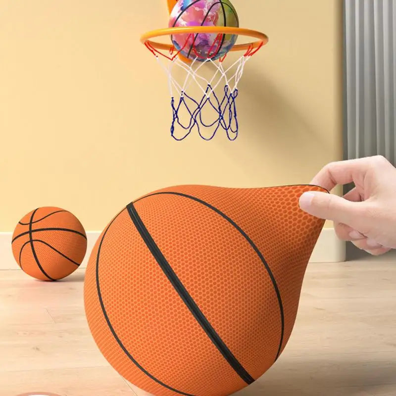 Indoor Quiet Basketball 7 Inches Silent Basketball Dribbling Toy Zippered Removable Cover Quiet Basketball High Elasticity