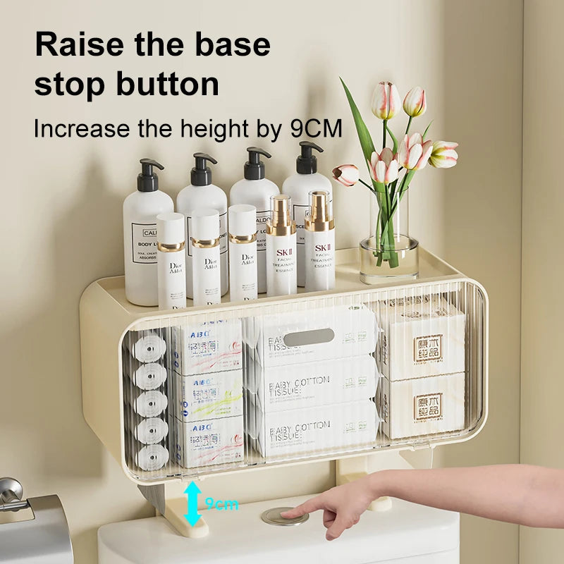 Toilet Shelf with Large Capacity, Multi-functional Wall-mounted Bathroom organizer Box without Drilling