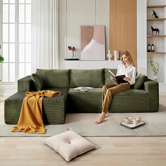 110'' Modern Sectional Sofa, Upholstered Couches for Living Room, L-Shape Cloud Sectional Couch with Deep Seat, Fluffy Couch wit
