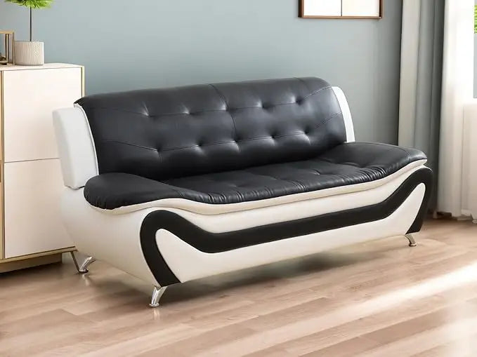 Leather Couches for Living Room,Living Room Couch Set,Sofa for Bedroom,Apartment,Living Room Furniture Sets,a-Leather BlackWhite