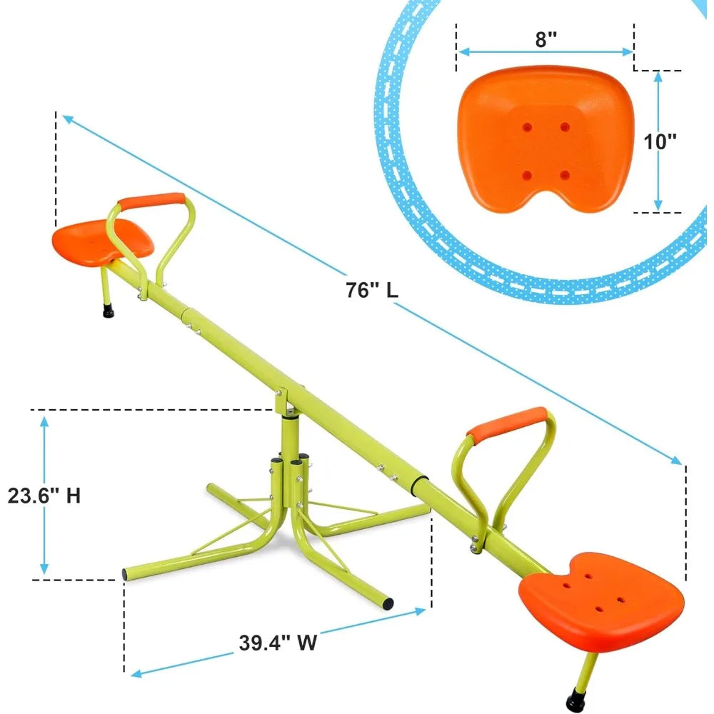 Kids Seesaw 360 Degree Rotation Safe Swivel Teeter Totter Outdoor Indoor Home Playground Equipment Set