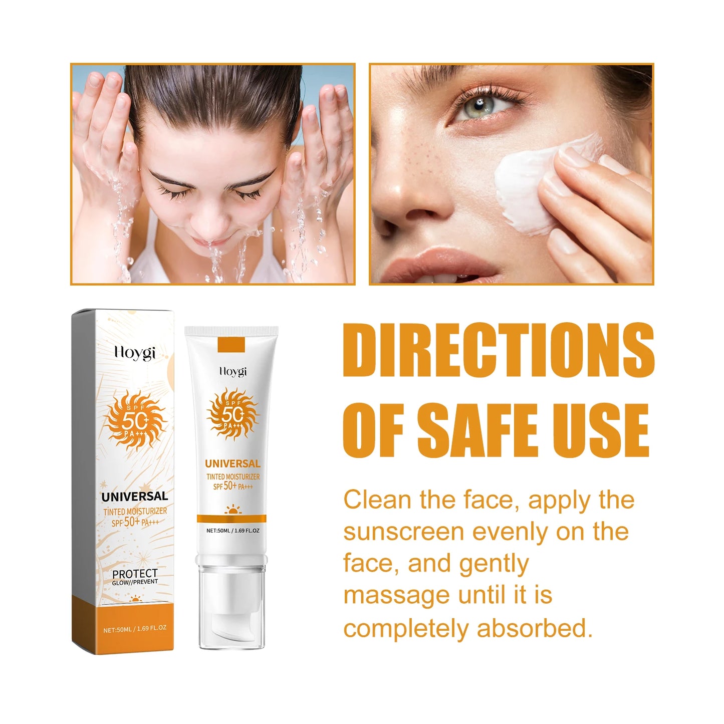 Natural Face Sunscreen Foundation Cream Outdoor Protects Face Sunblock Moisturizing Glowing Repair Damaged Skin Spf50+ Cream