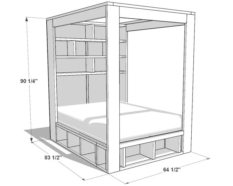 DIY Queen Bed Frame with Storage | Woodworking Plan | Beginner-Friendly Building Guide Platform Bed With Cubbies