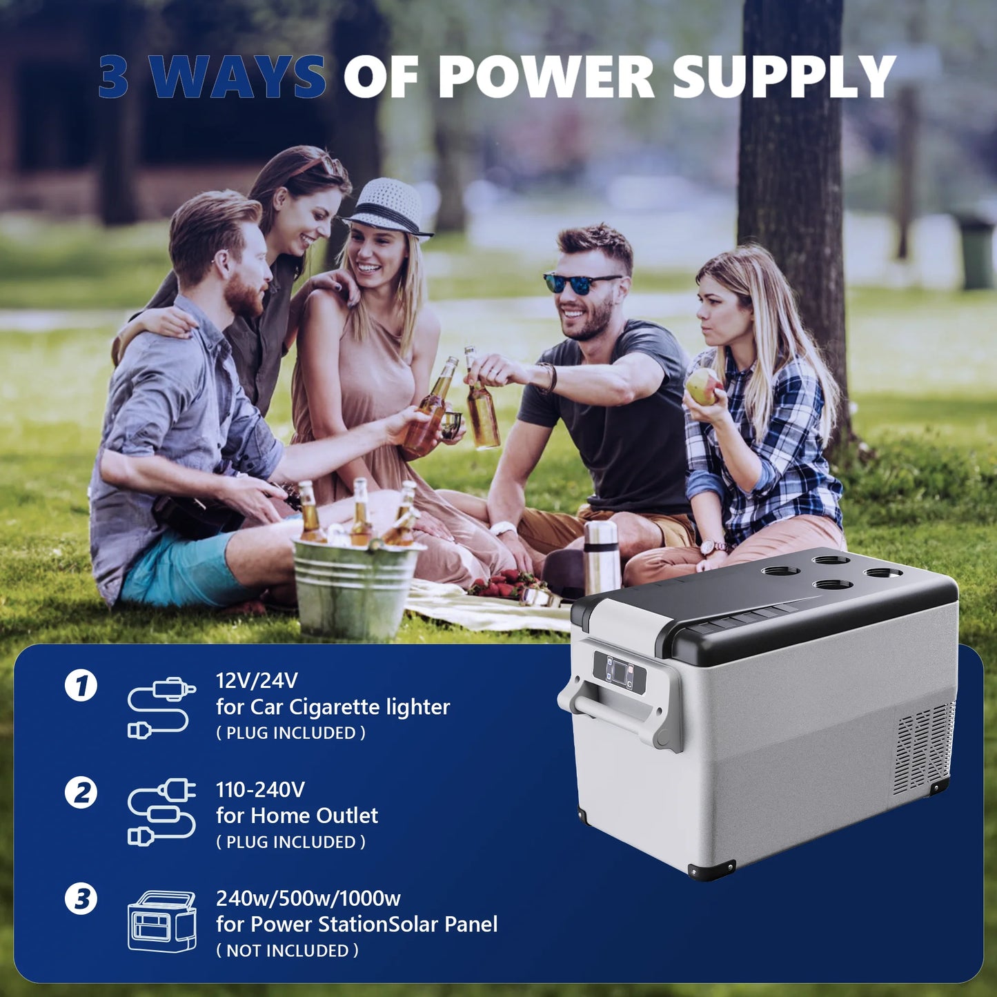 SIMZLIFE 12 Volt Portable Refrigerator,37QT(35L) Electric Cooler,Mini Fridge with 12/24V DC 110-240V AC for Camping, Travel,Home