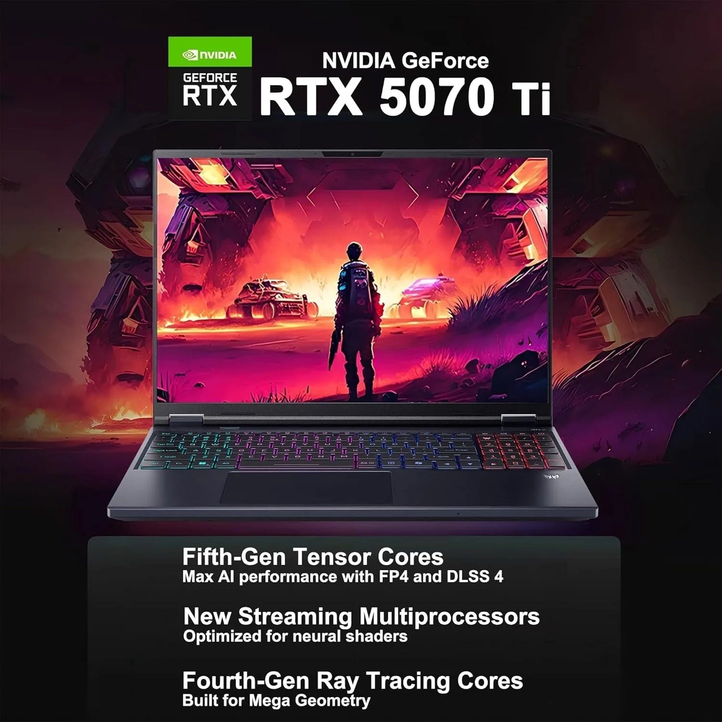 Acer Predator Helios Neo 16S Gaming Laptop, 16" OLED 240Hz, Core Ultra 9, RTX 5070 Ti, Windows 11 Home, Up to 64GB,4TB SSD