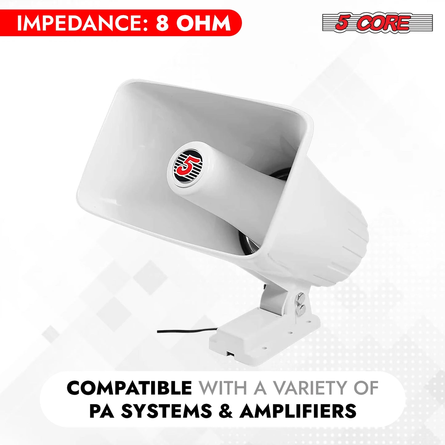 5 Core PA Horn Speaker 8Pcs 8 Inch 65W Loud Audio Outdoor Speakers System 8Ohm Reflex Megaphone-HW 508 WH 8PCS