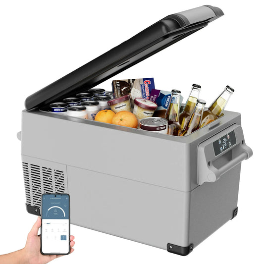 SIMZLIFE 12 Volt Portable Refrigerator,37QT(35L) Electric Cooler,Mini Fridge with 12/24V DC 110-240V AC for Camping, Travel,Home