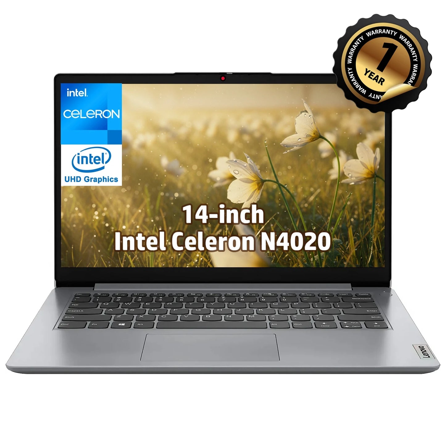 Lenovo 14" Business Laptop,Intel Celeron N4020,4GB RAM,384GB Storage(128GB eMMC+256GB SD Card),Cloud Grey