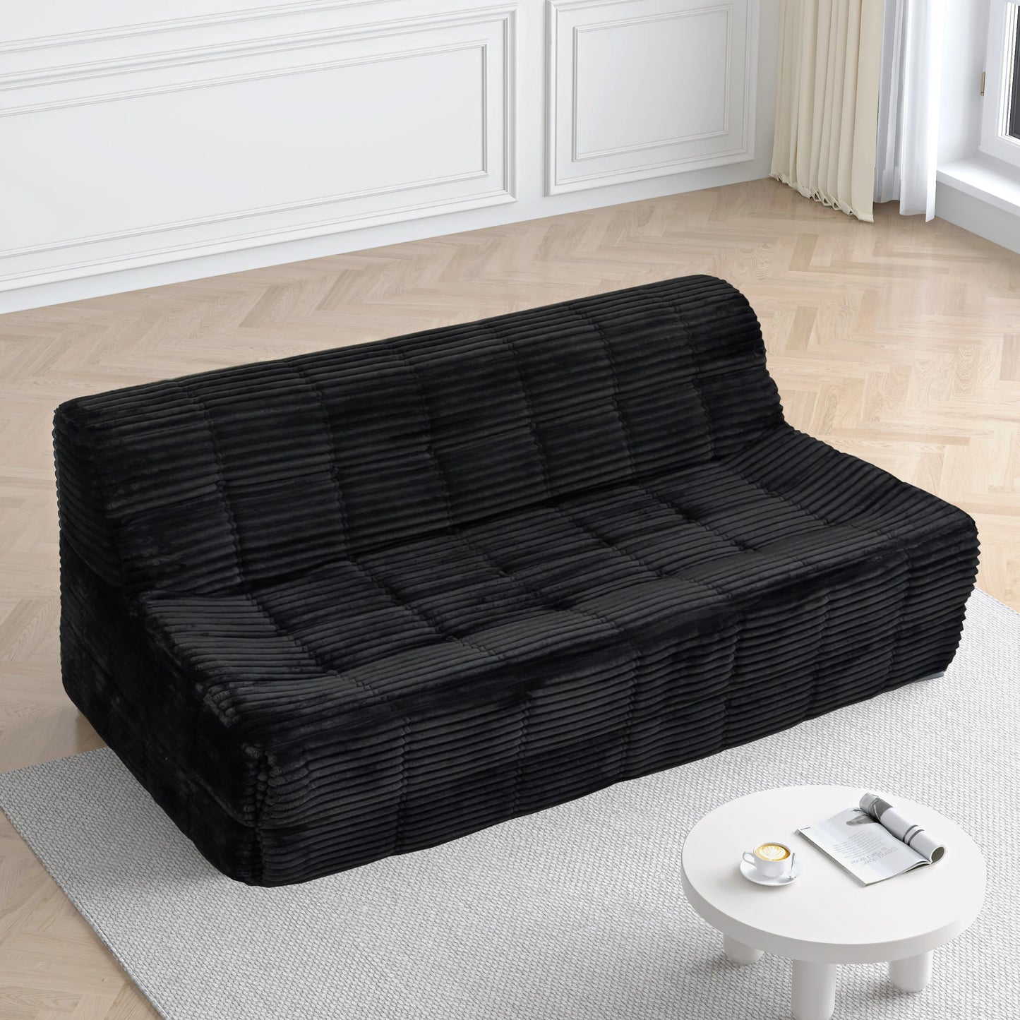 Niccae Modern 3-Seat Corduroy Sofa - Cloud Couch Design, Full Sponge Compression, No Assembly, Space-Efficient for Living Room
