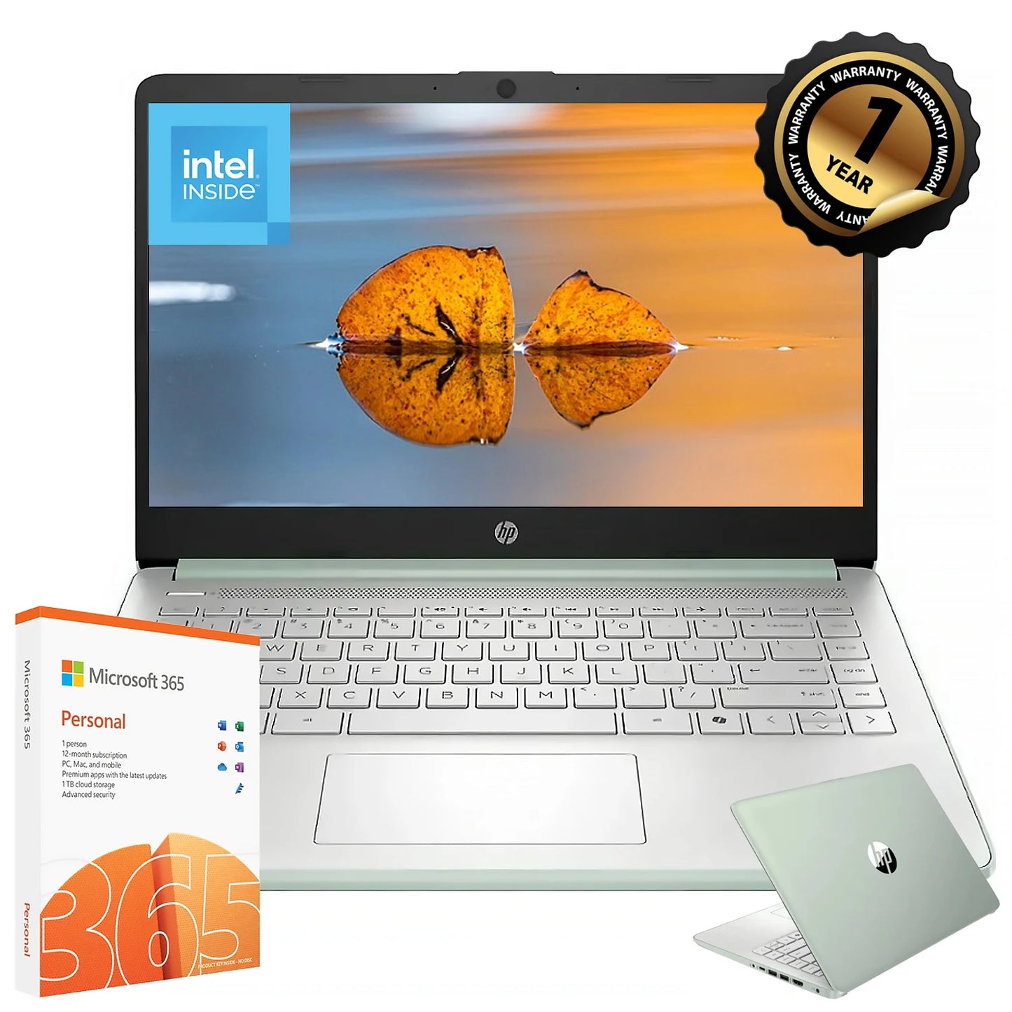 HP 14" HD Business Laptop, Intel Processor N150, 16GB RAM, 128GB UFS, Intel Graphics, Wi-Fi 6, Windows 11 Home, Willow Green