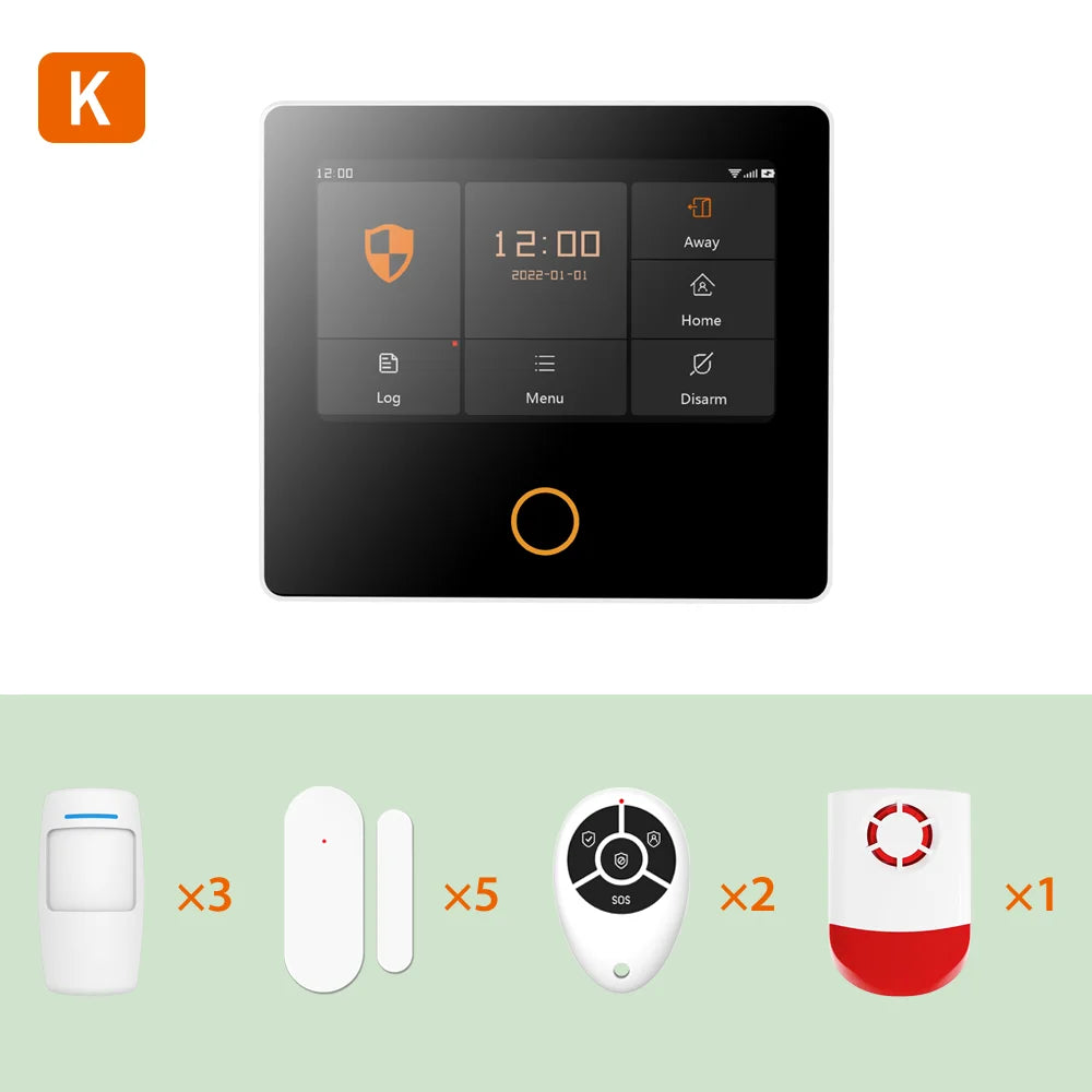 Staniot Home Security Alarm System 4G WiFi Wireless Tuya Smart Burglar Kit Built-in Siren Work with Alexa App Remote Control
