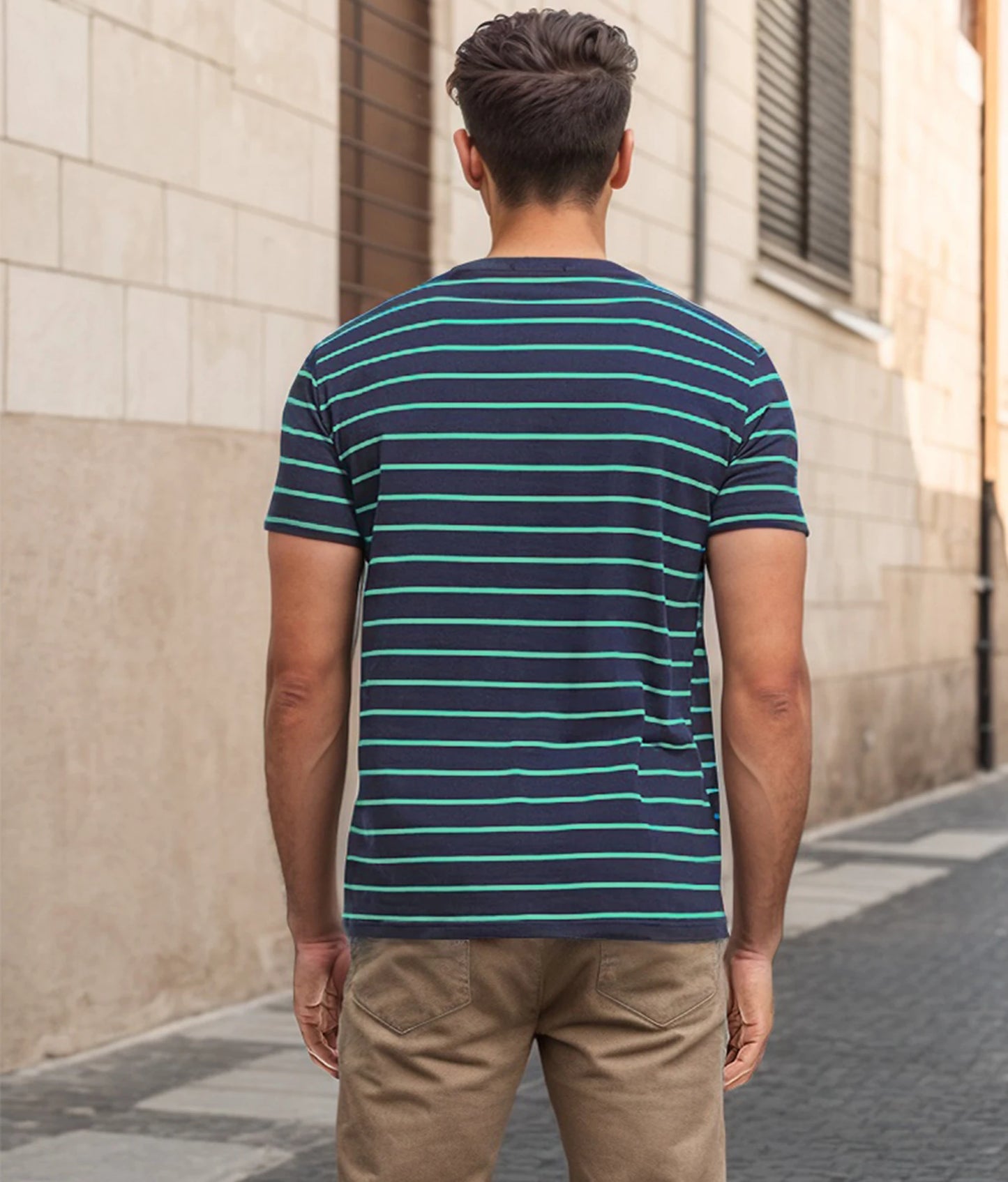 Men's Crew Neck Striped Short Sleeve T-Shirt - Comfortable and Soft Cotton Fabric for Casual Summer Outfits