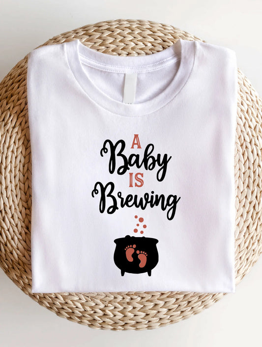 Women's Halloween Short Sleeve Shirt, Pregnancy Graphic Print Comfort Fit T-Shirt, Casual Tops For Pregnant AE36