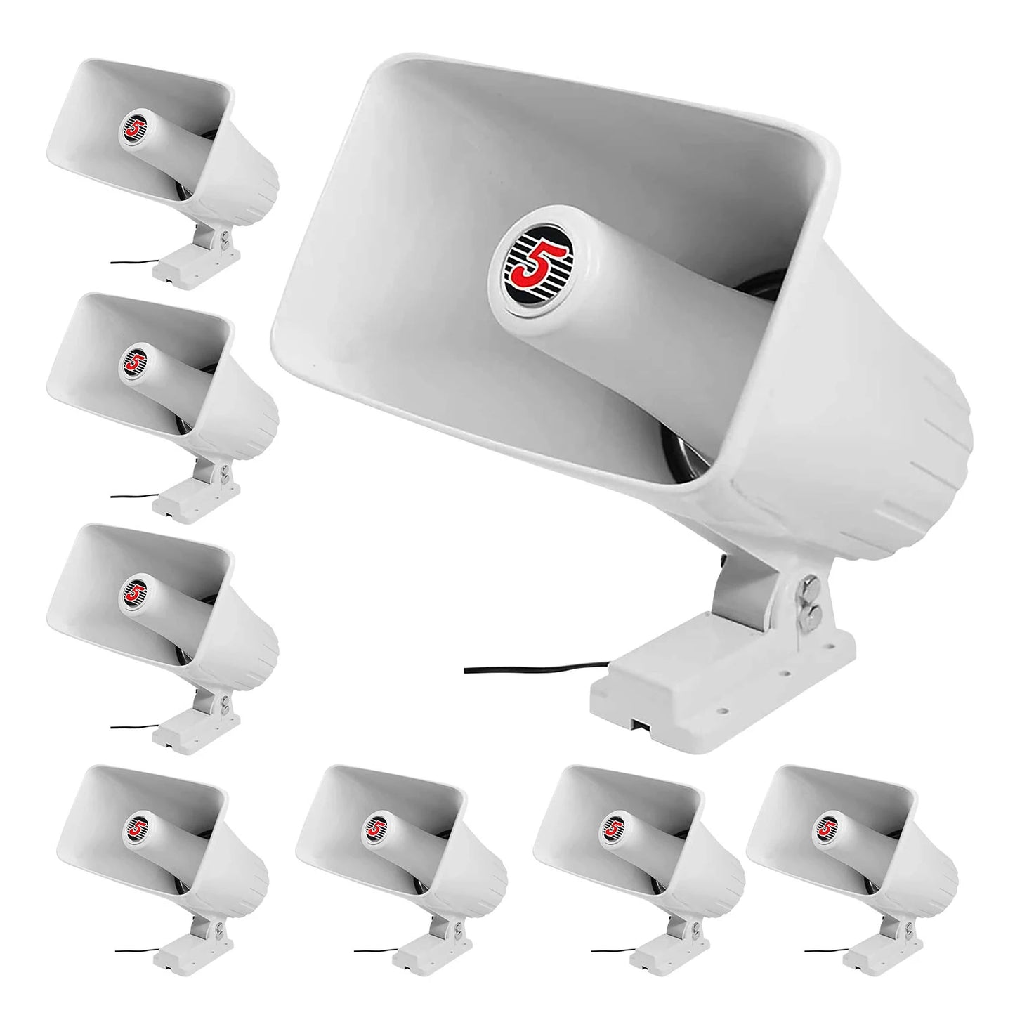5 Core PA Horn Speaker 8Pcs 8 Inch 65W Loud Audio Outdoor Speakers System 8Ohm Reflex Megaphone-HW 508 WH 8PCS