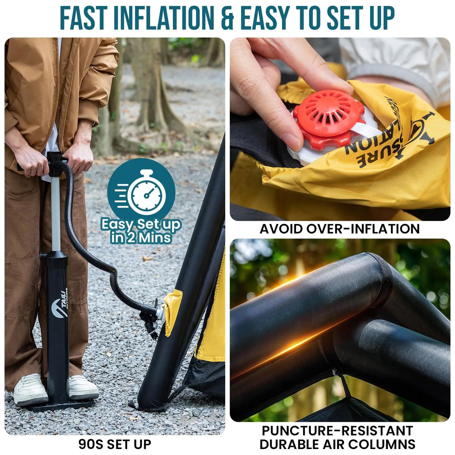 Tent for Camping with Hand Pump for 4/8 Person, Easy Setup Outdoor Inflatable