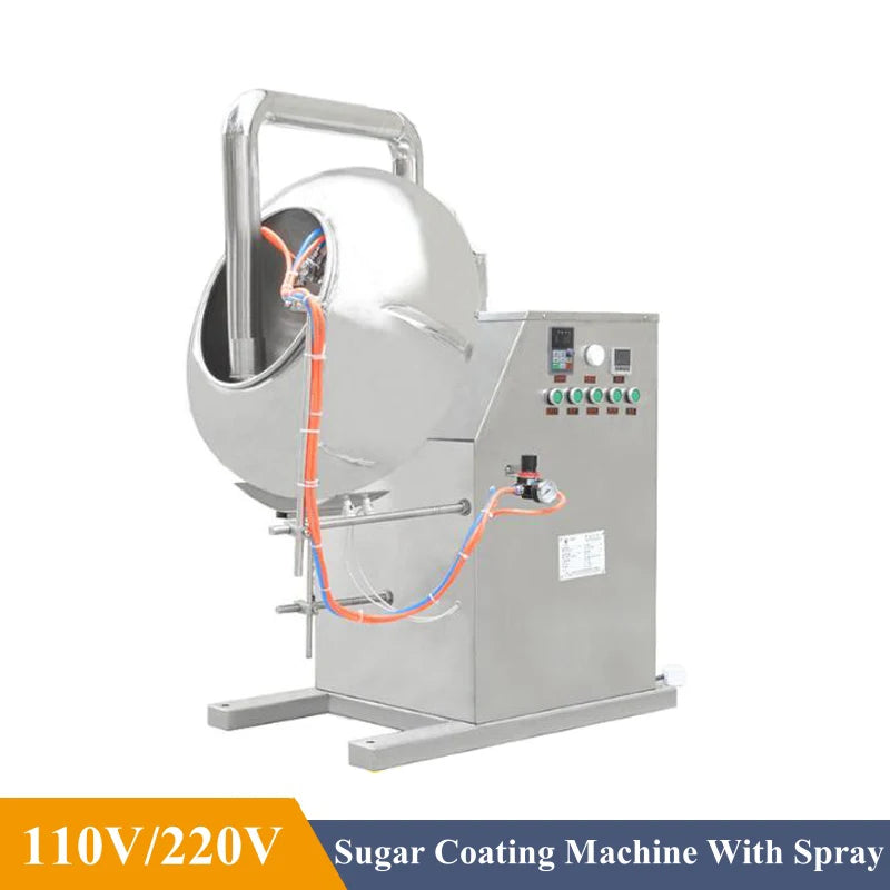 Chocolate Coating Pan Sugar Polishing Candy Snack Making Machines Nuts Peanuts Sugar Candy Coating Machine With Spray Function