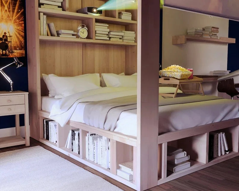 DIY Queen Bed Frame with Storage | Woodworking Plan | Beginner-Friendly Building Guide Platform Bed With Cubbies