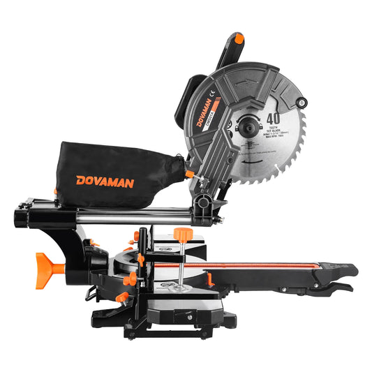 DOVAMAN 10″ Sliding Compound Miter Saw, Power Tool, Laser Guide, 3 TCT Blades, 5000/3200RPM, 0–45° Bevel