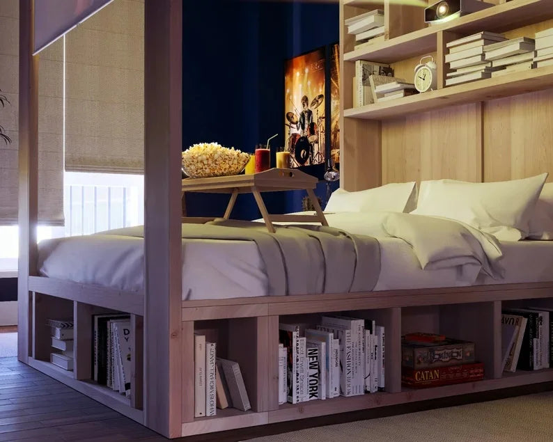 DIY Queen Bed Frame with Storage | Woodworking Plan | Beginner-Friendly Building Guide Platform Bed With Cubbies