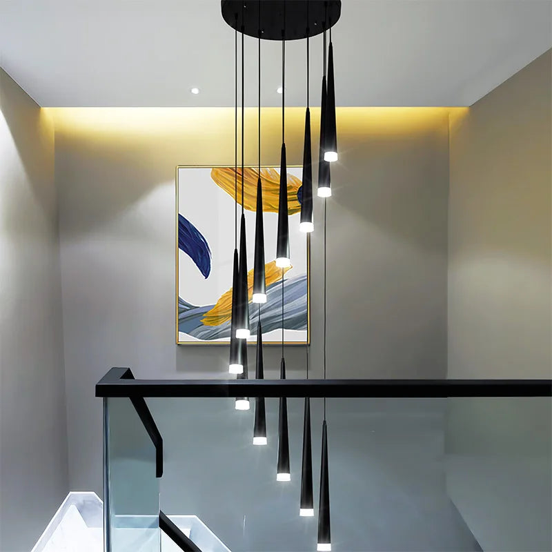 staircase Ceiling chandelier Home decor loft style modern nordic lamp led lights black pendant lamp 2021 Hanging light fixture