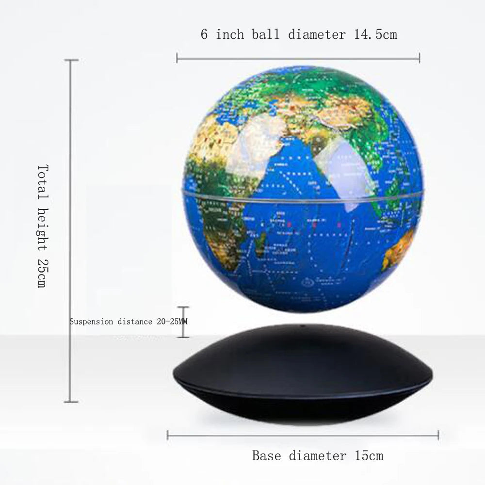 New Creativity 3D Magnetic Levitation Globe LED Night Light 6inch Rotating Globe Floating Desk Lamp For Home Decoration Gift