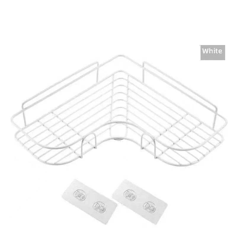 Bathroom kitchen Punch Corner Frame Shower Shelf Wrought Iron Shampoo Storage Rack Holder with Suction Cup bathroom accessories