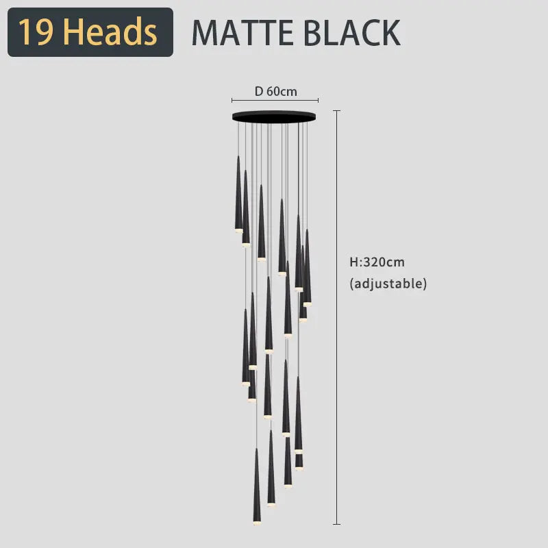 staircase Ceiling chandelier Home decor loft style modern nordic lamp led lights black pendant lamp 2021 Hanging light fixture