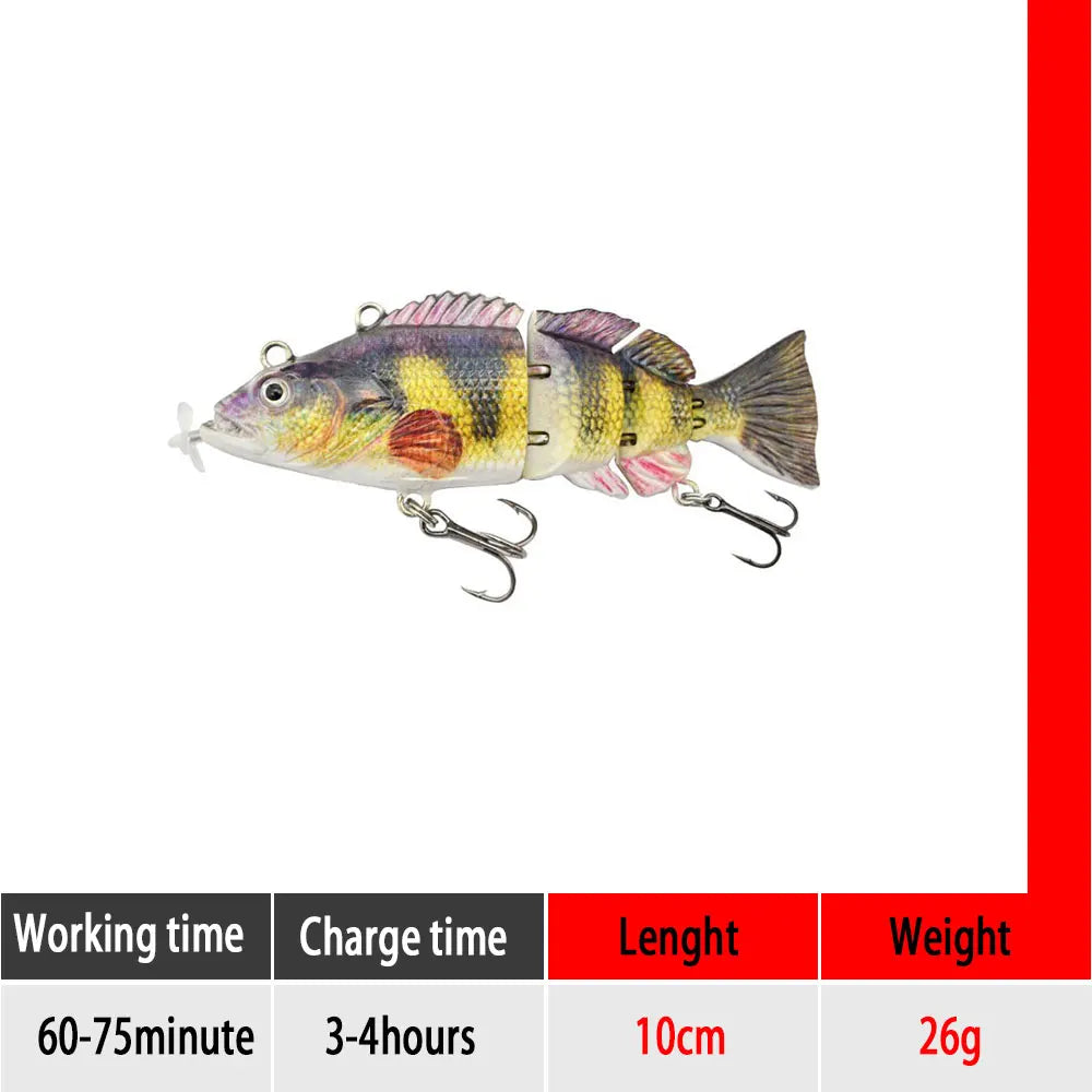 small 10cm Robotic Swimming Lures Fishing Auto Electric Lure Bait Wobblers For Swimbait USB Rechargeable Flashing LED light