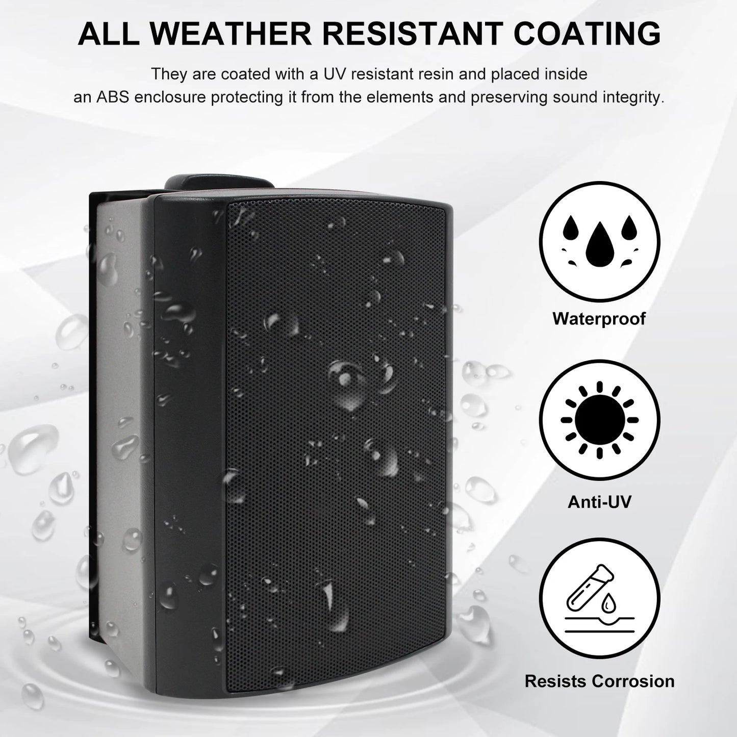 Herdio 2PCS 4'' 200W Passive Wired Outdoor Speakers With Powerful Bass Expansive Stereo Sound Coverage All-Weather Durability