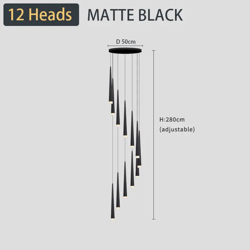 staircase Ceiling chandelier Home decor loft style modern nordic lamp led lights black pendant lamp 2021 Hanging light fixture