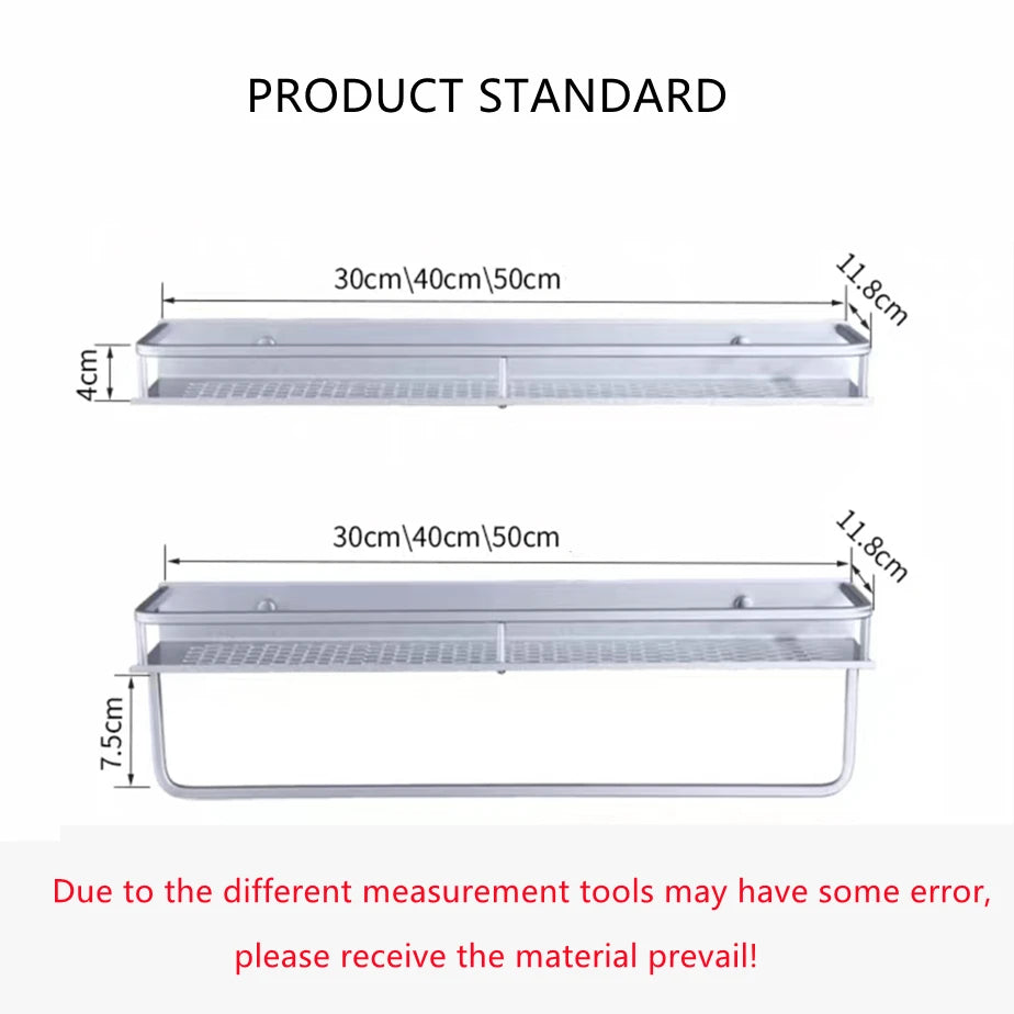 Bathroom/Kitchen Storage Rack Silver Space Aluminum Toilet Cosmetics Shelf Bath Hardware Pendant Organizer Rack With Towel Bars