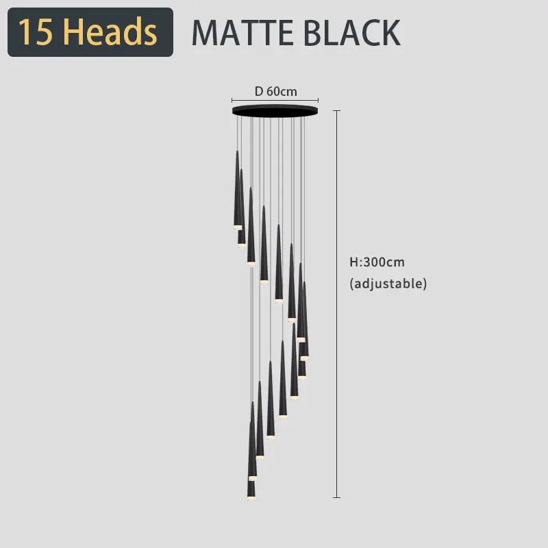 staircase Ceiling chandelier Home decor loft style modern nordic lamp led lights black pendant lamp 2021 Hanging light fixture