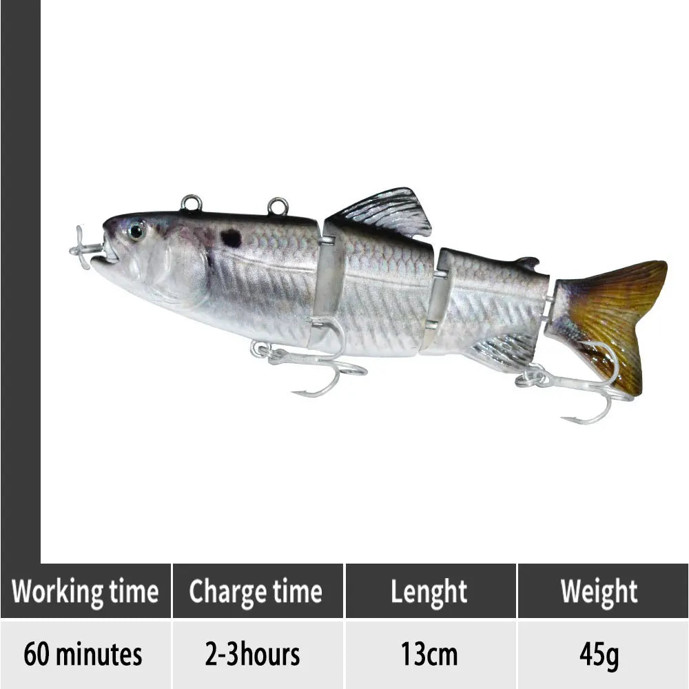 small 10cm Robotic Swimming Lures Fishing Auto Electric Lure Bait Wobblers For Swimbait USB Rechargeable Flashing LED light