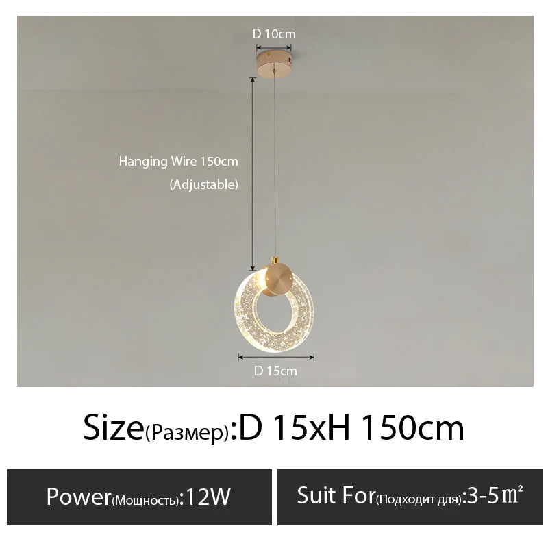Minimalist light luxury master bedroom bedside chandelier net red background wall crystal Pendant light room small led lamp