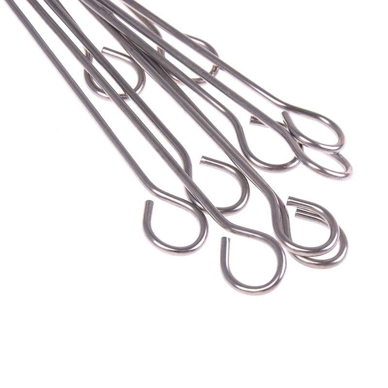 10pcs Outdoor Camping Picnic Meat Goose Round Roast Skewers Stick Stainless Steel BBQ Needle Barbeque Skewers Kitchen Utensils