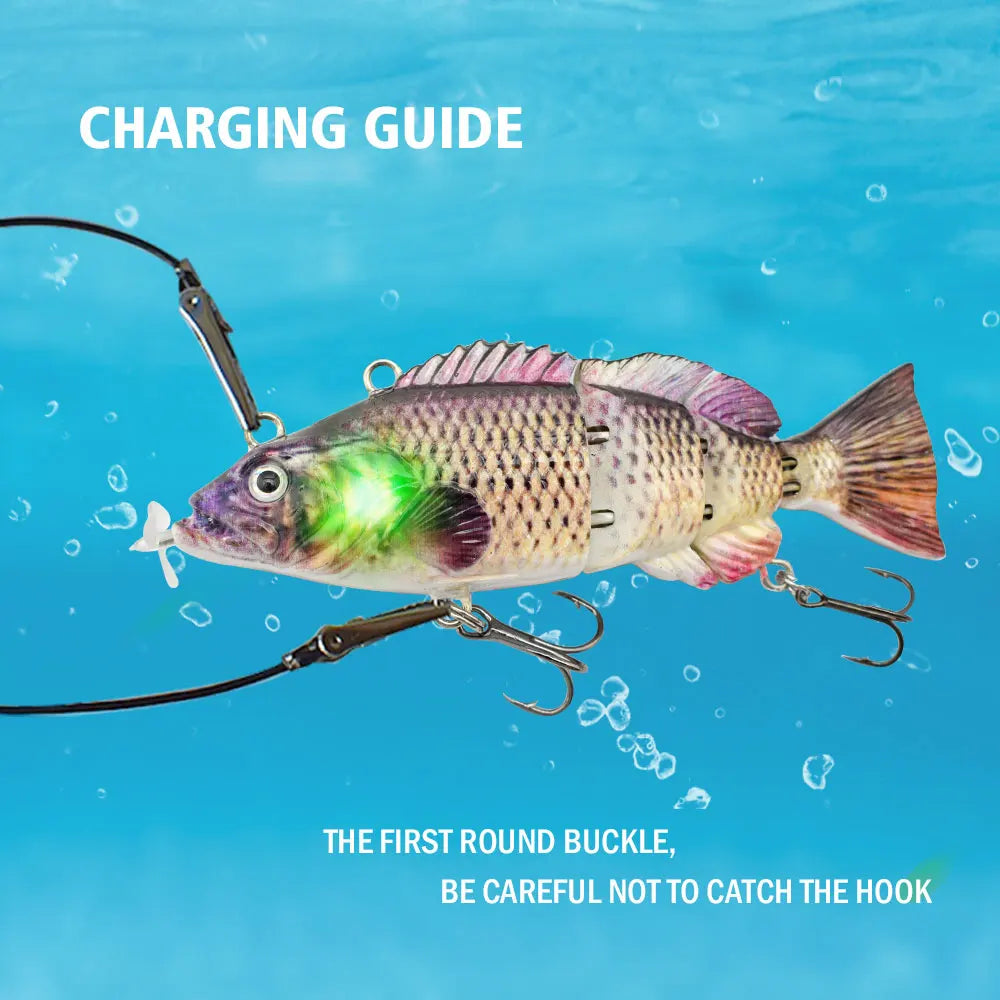 small 10cm Robotic Swimming Lures Fishing Auto Electric Lure Bait Wobblers For Swimbait USB Rechargeable Flashing LED light