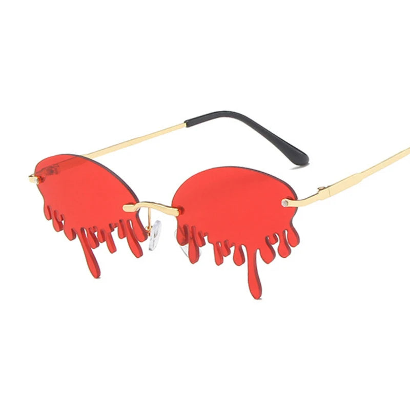 Fashion Rimless Sunglasses Woman Trendy Tears Shaped Sun Glasses Female Brand Designer Vintage Metal Frameless Oculos De Sol