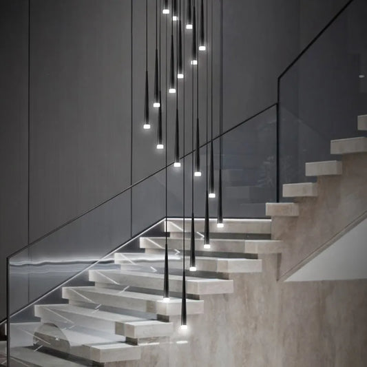 staircase Ceiling chandelier Home decor loft style modern nordic lamp led lights black pendant lamp 2021 Hanging light fixture