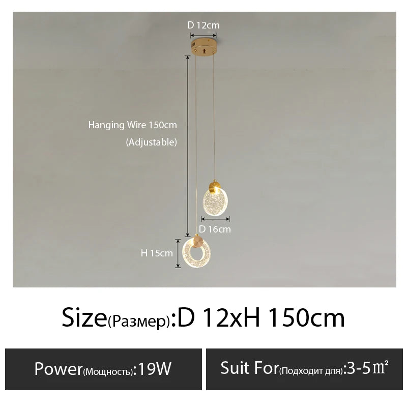 Minimalist light luxury master bedroom bedside chandelier net red background wall crystal Pendant light room small led lamp