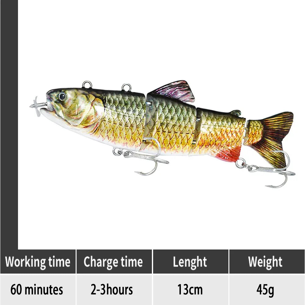 small 10cm Robotic Swimming Lures Fishing Auto Electric Lure Bait Wobblers For Swimbait USB Rechargeable Flashing LED light