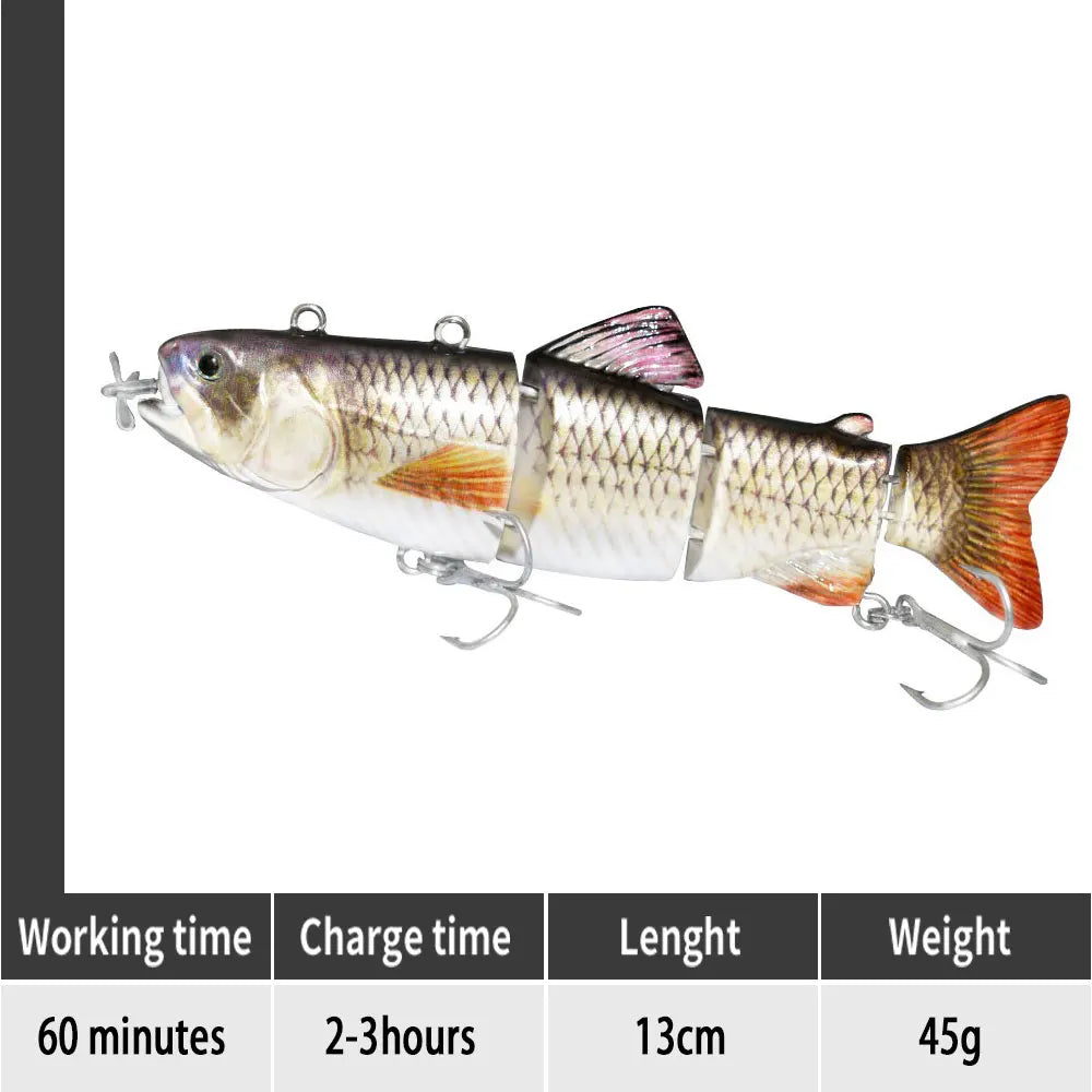 small 10cm Robotic Swimming Lures Fishing Auto Electric Lure Bait Wobblers For Swimbait USB Rechargeable Flashing LED light