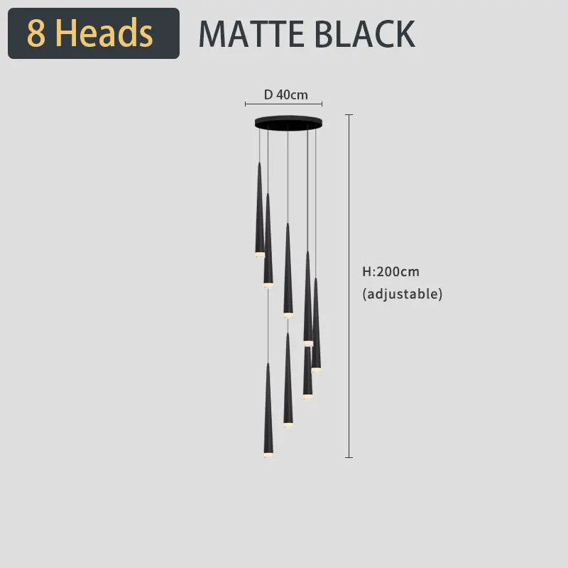 staircase Ceiling chandelier Home decor loft style modern nordic lamp led lights black pendant lamp 2021 Hanging light fixture