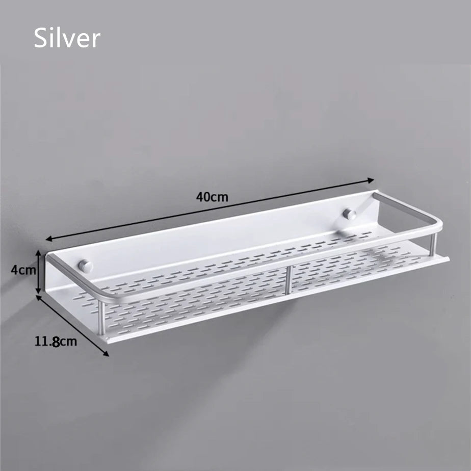 Bathroom/Kitchen Storage Rack Silver Space Aluminum Toilet Cosmetics Shelf Bath Hardware Pendant Organizer Rack With Towel Bars
