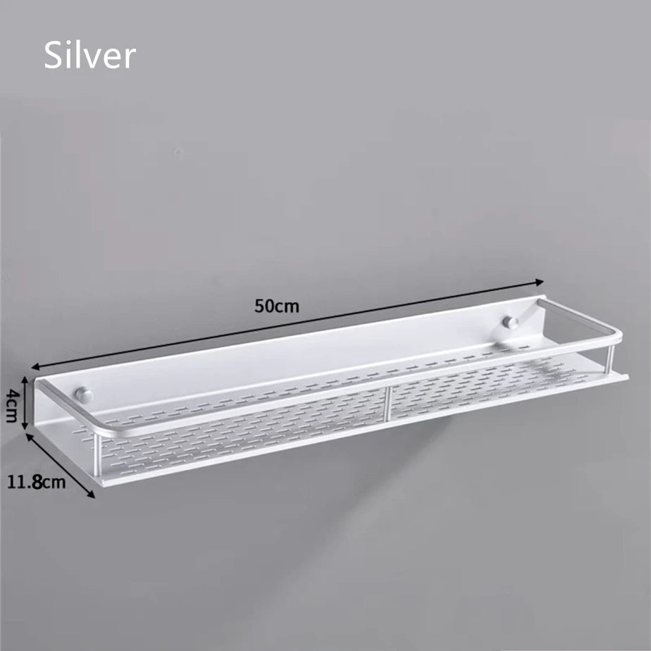 Bathroom/Kitchen Storage Rack Silver Space Aluminum Toilet Cosmetics Shelf Bath Hardware Pendant Organizer Rack With Towel Bars
