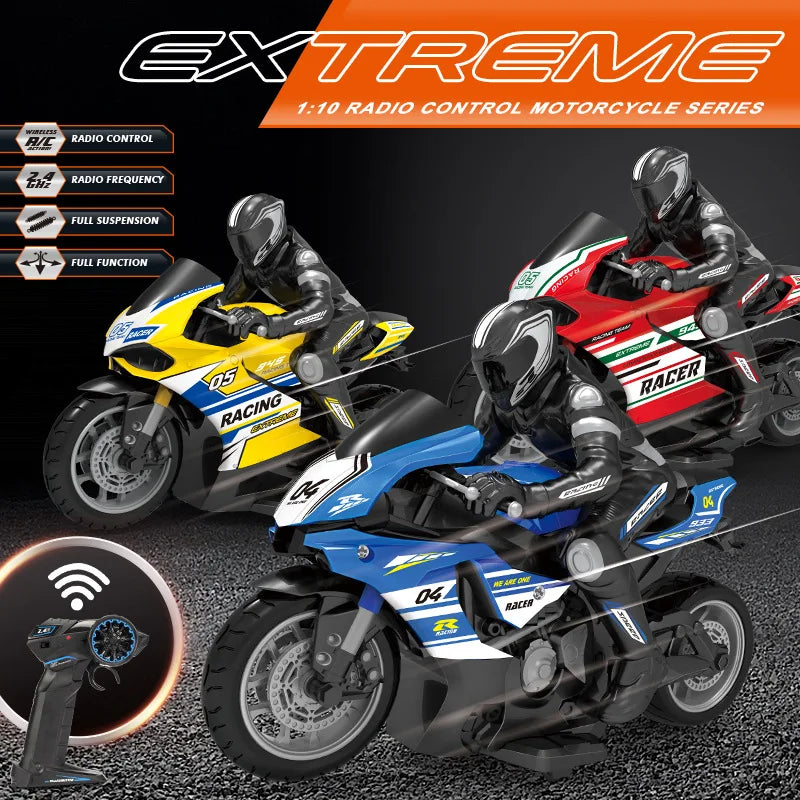 1/10  Electric Motorcycle RC Cars Scale High Speed Racing Ducati 4 Channels Remote Control Distance 35 Meters Off-Road Model