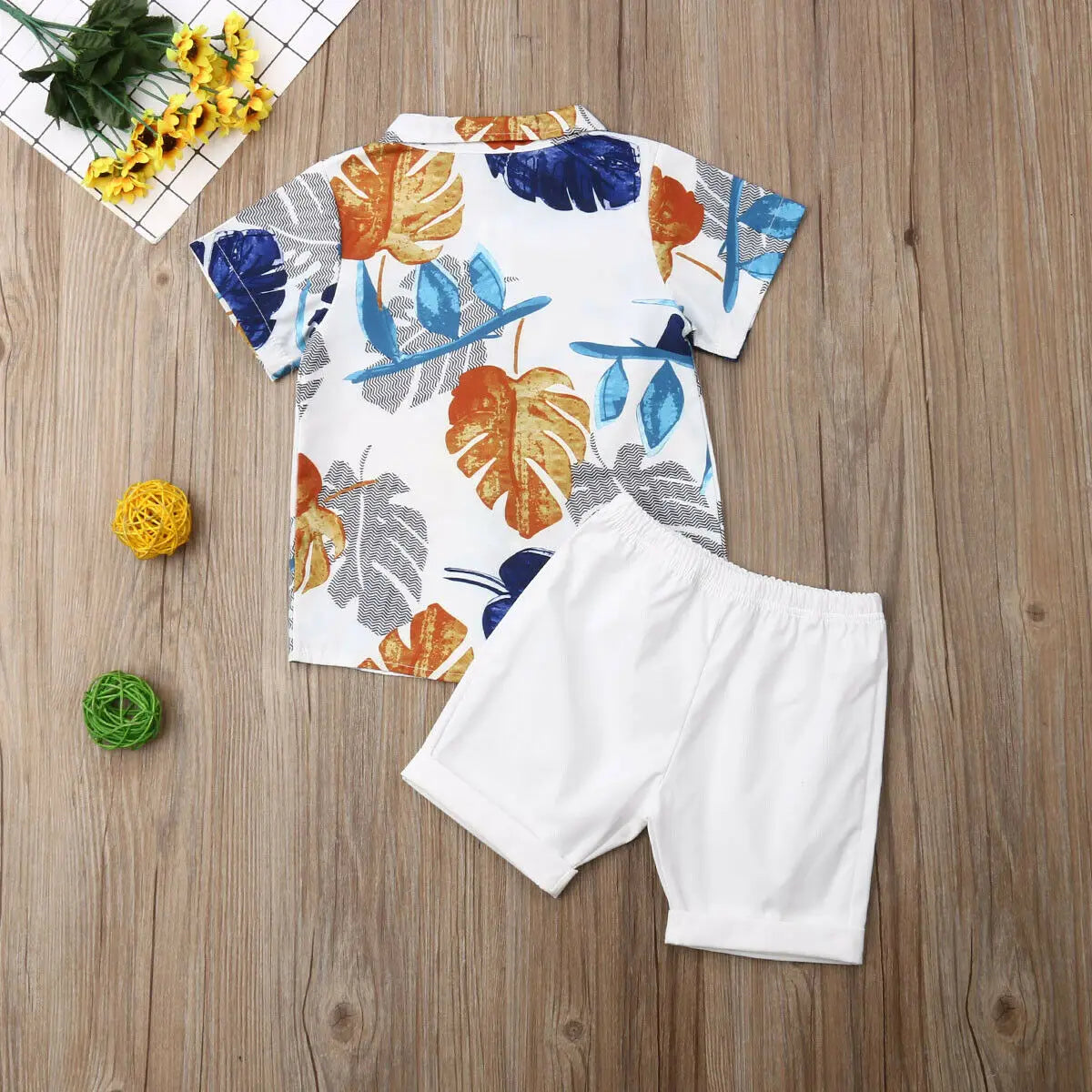 Citgeett Summer Kid Baby Boy Cotton Clothes Print Outfits Gentleman Short T-Shirt+Pants Tops Gentle Beachwear Set