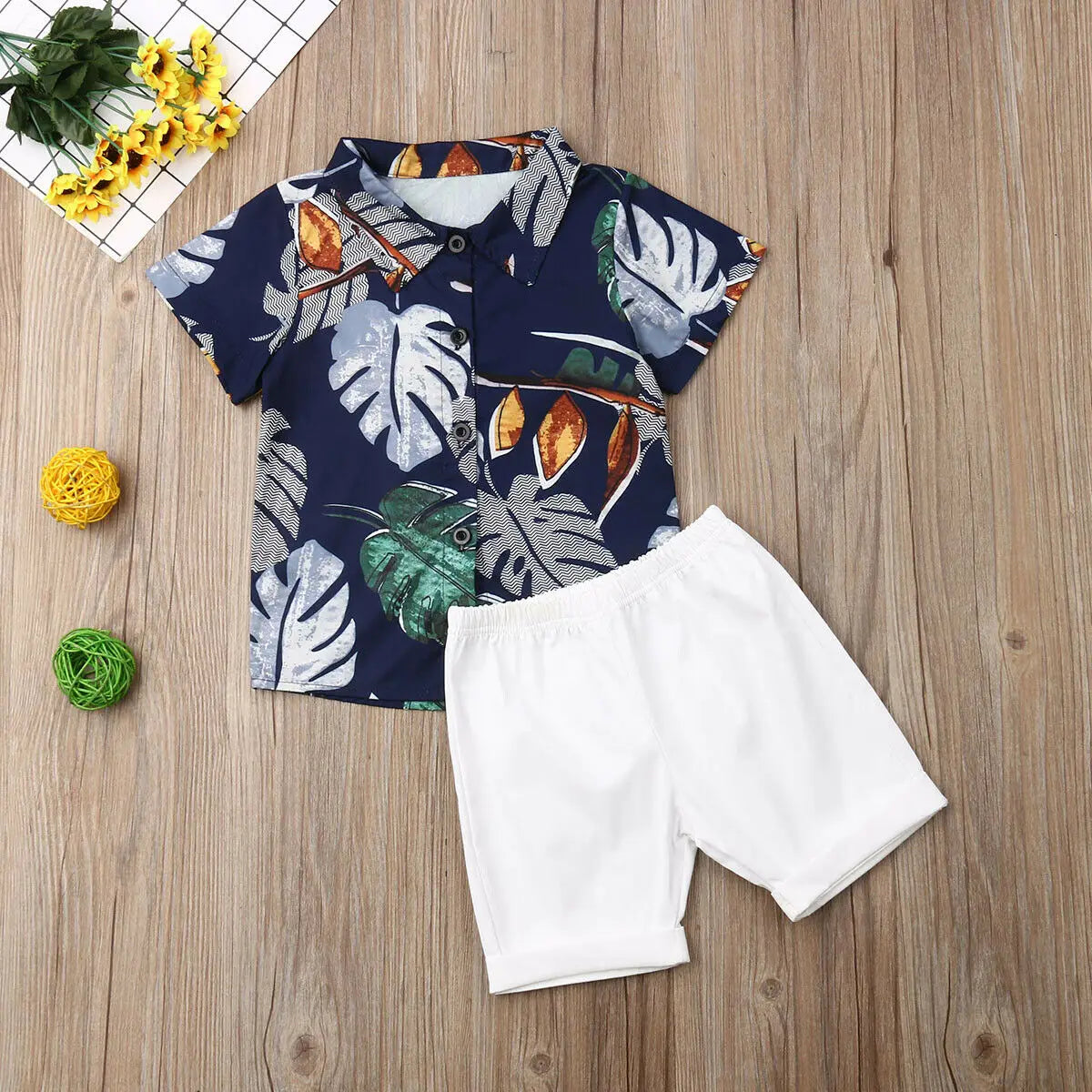Citgeett Summer Kid Baby Boy Cotton Clothes Print Outfits Gentleman Short T-Shirt+Pants Tops Gentle Beachwear Set